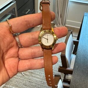 Marc by Marc Jacobs Brown Leather Watch with Gold Accents